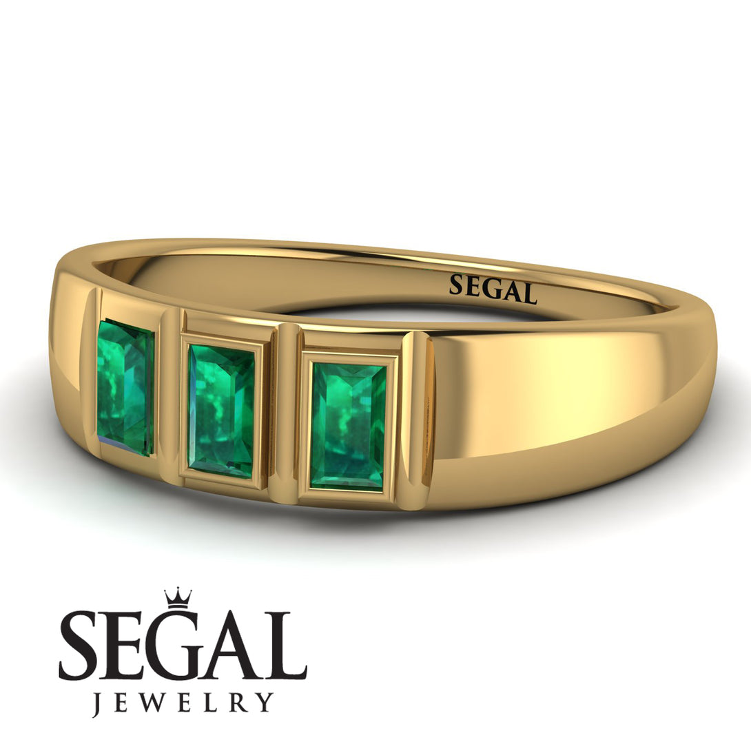 3 Stone Bagutte Emerald Ring - Lilly No. 4