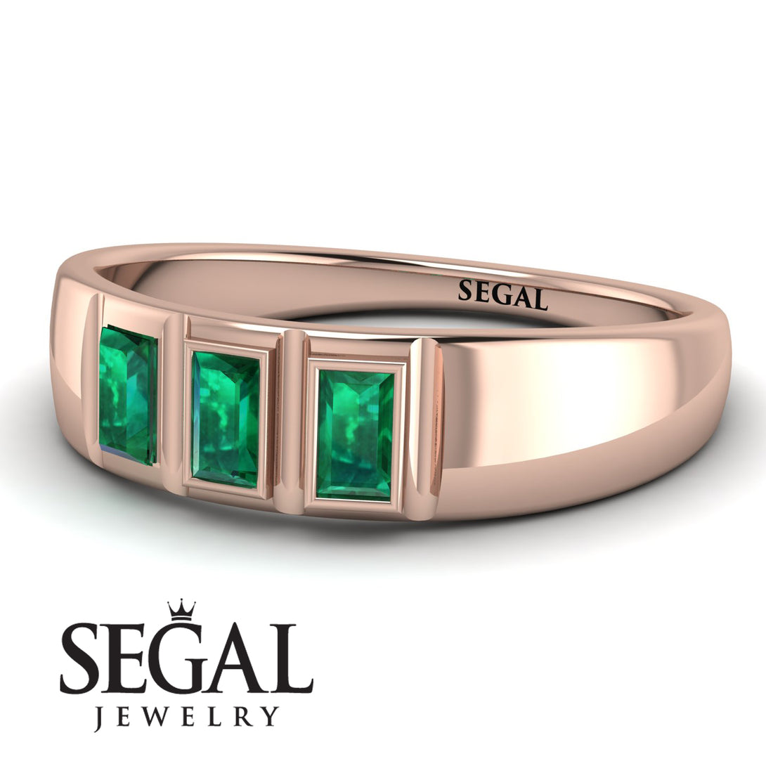 3 Stone Bagutte Emerald Ring - Lilly No. 5