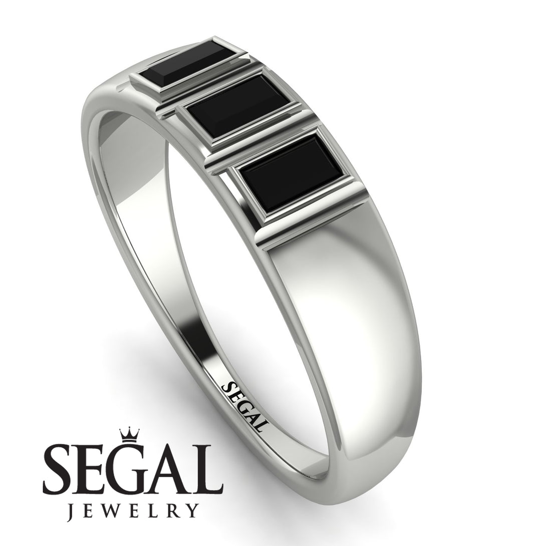 3 Stone Bagutte Black Diamond Ring - Lilly No. 9