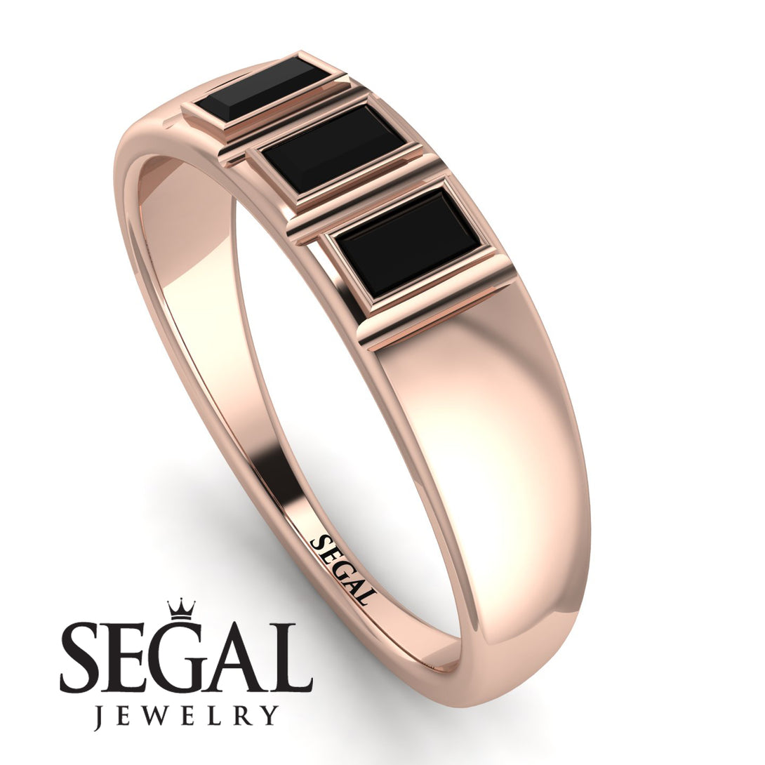 3 Stone Bagutte Black Diamond Ring - Lilly No. 8