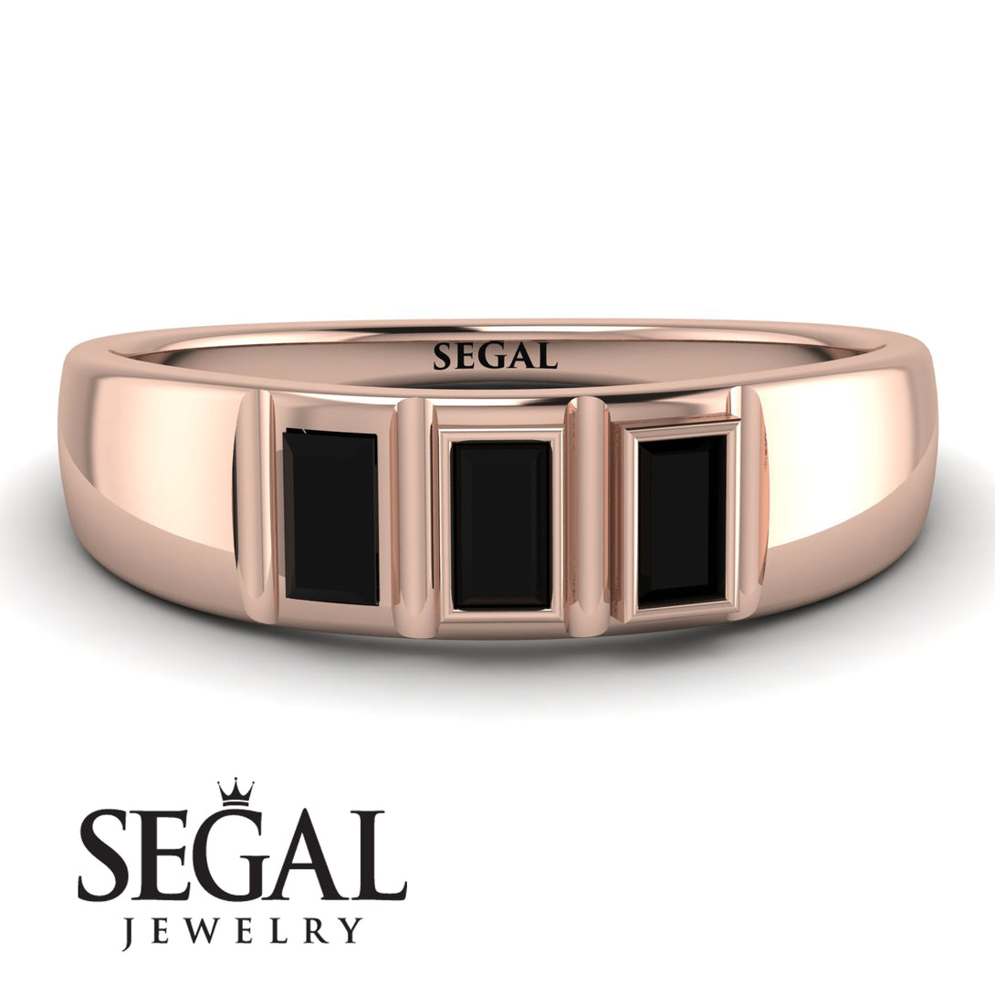 3 Stone Bagutte Black Diamond Ring - Lilly No. 8