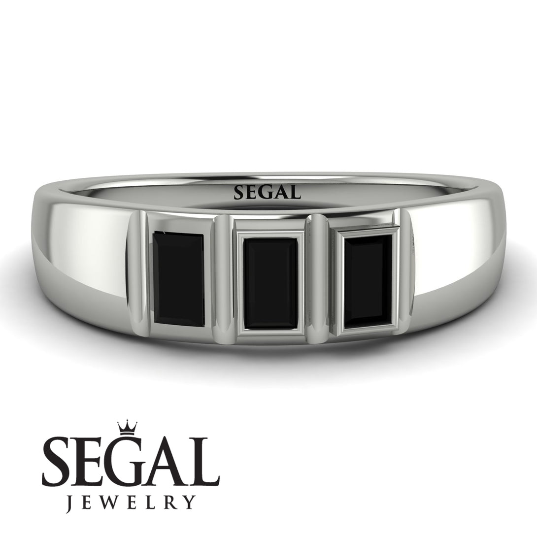 3 Stone Bagutte Black Diamond Ring - Lilly No. 9