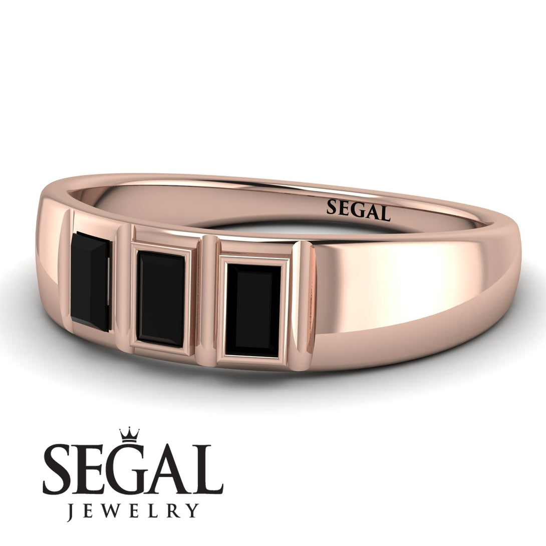 3 Stone Bagutte Black Diamond Ring - Lilly No. 8