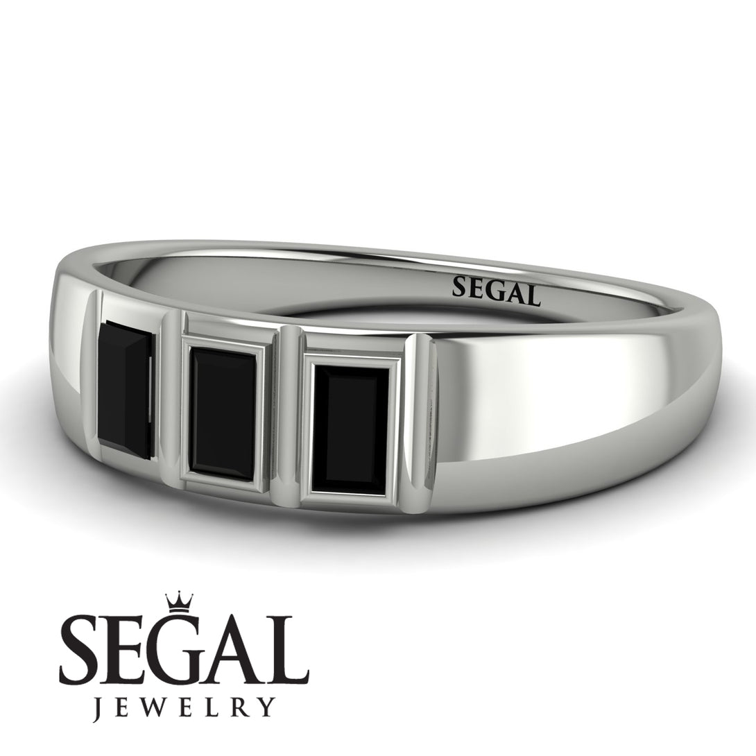 3 Stone Bagutte Black Diamond Ring - Lilly No. 9