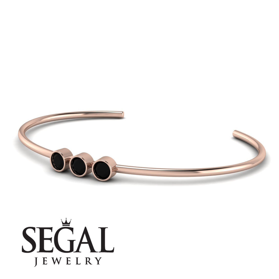 3 Stone Black Diamond Bracelet - Eileen No. 8