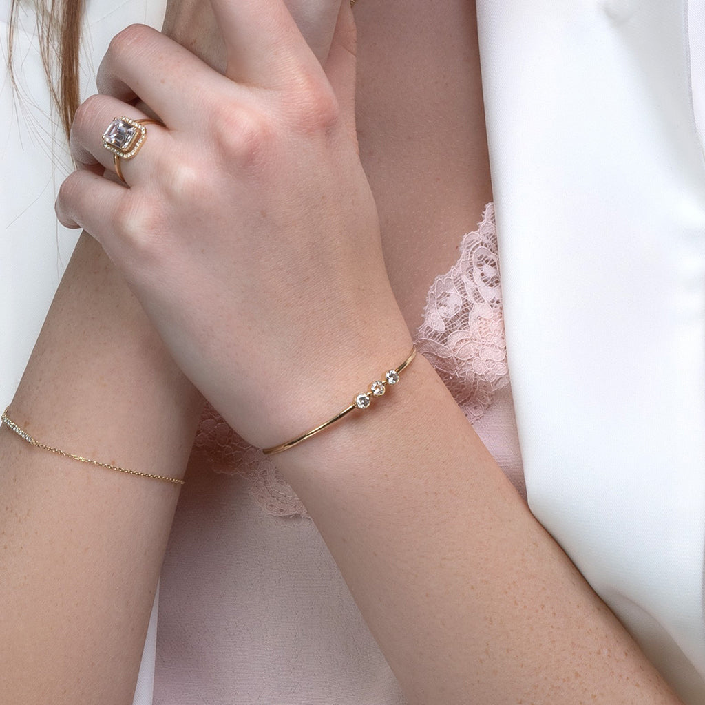 3 Stone Black Diamond Bracelet - Eileen No. 7