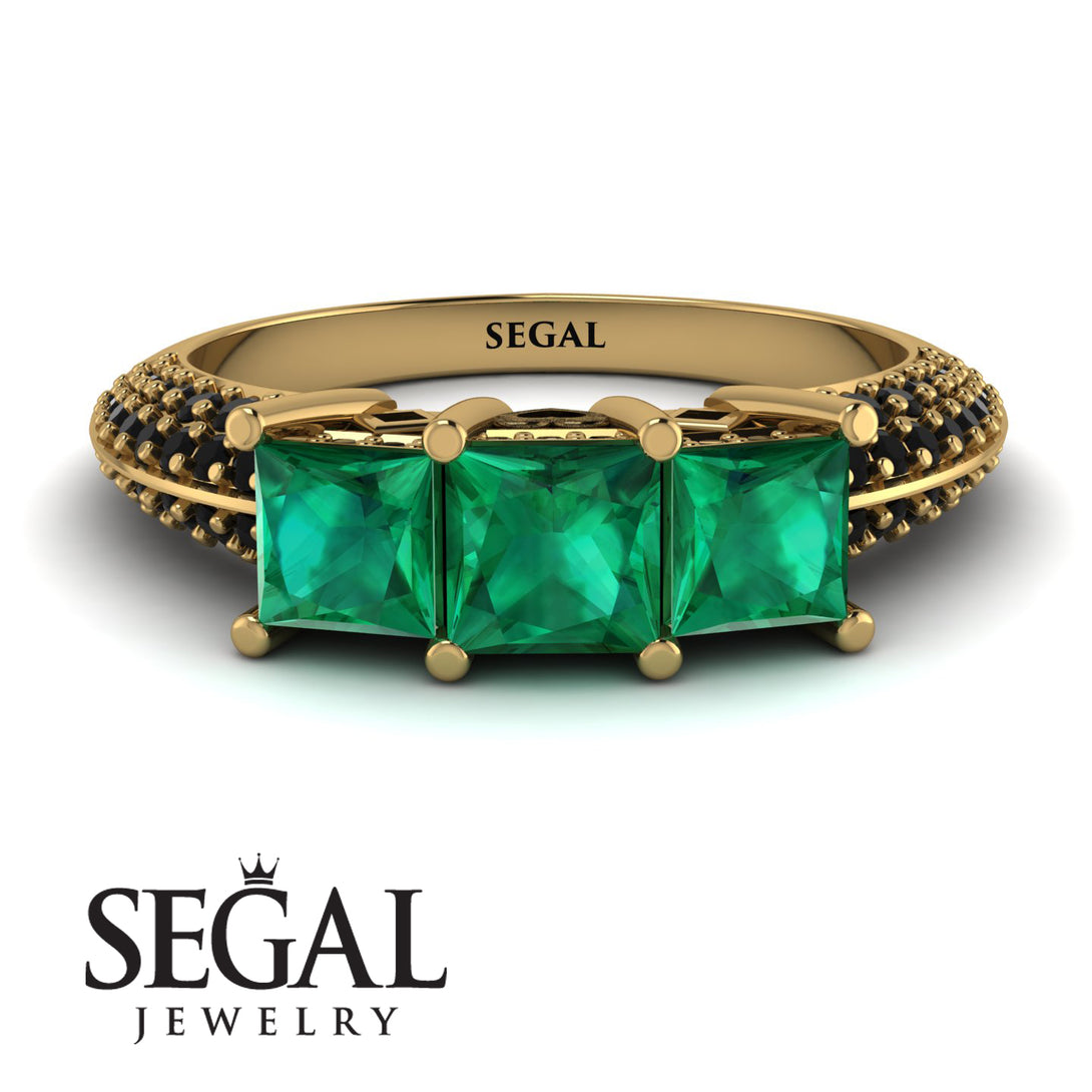 3 Stones Princess Emerald Ring - Rebecca No. 34