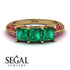3 Stones Princess Emerald Ring - Rebecca No. 49