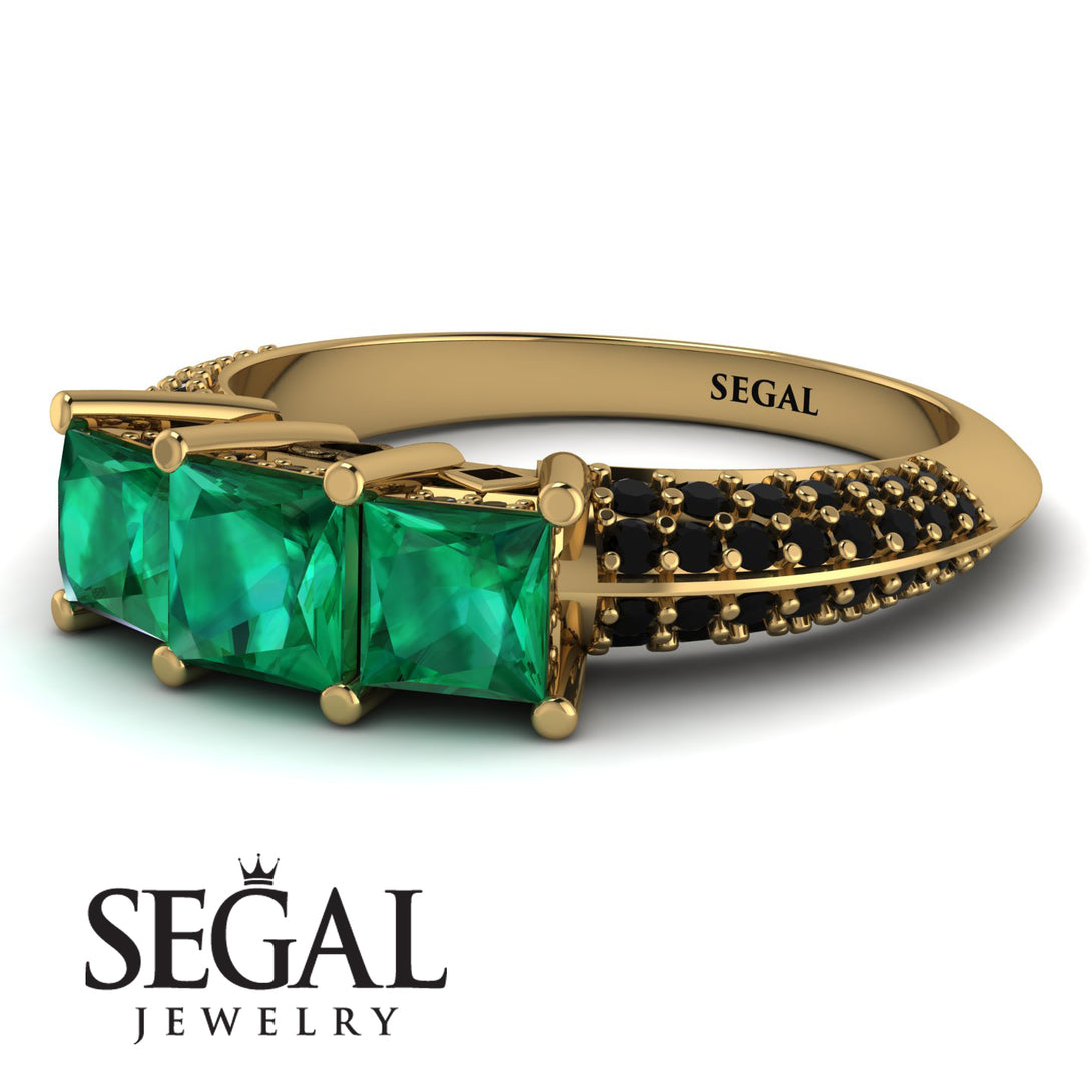 3 Stones Princess Emerald Ring - Rebecca No. 34