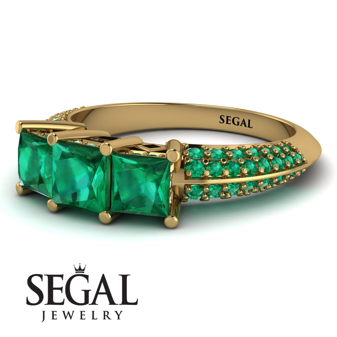 3 Stones Princess Emerald Ring - Rebecca No. 19