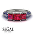 3 Stones Princess Ruby Ring - Rebecca No. 72