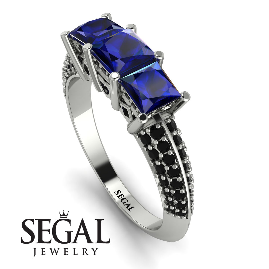 3 Stones Princess Sapphire Ring - Rebecca No. 45