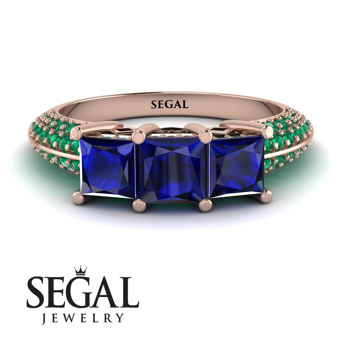 3 Stones Princess Sapphire Ring - Rebecca No. 29