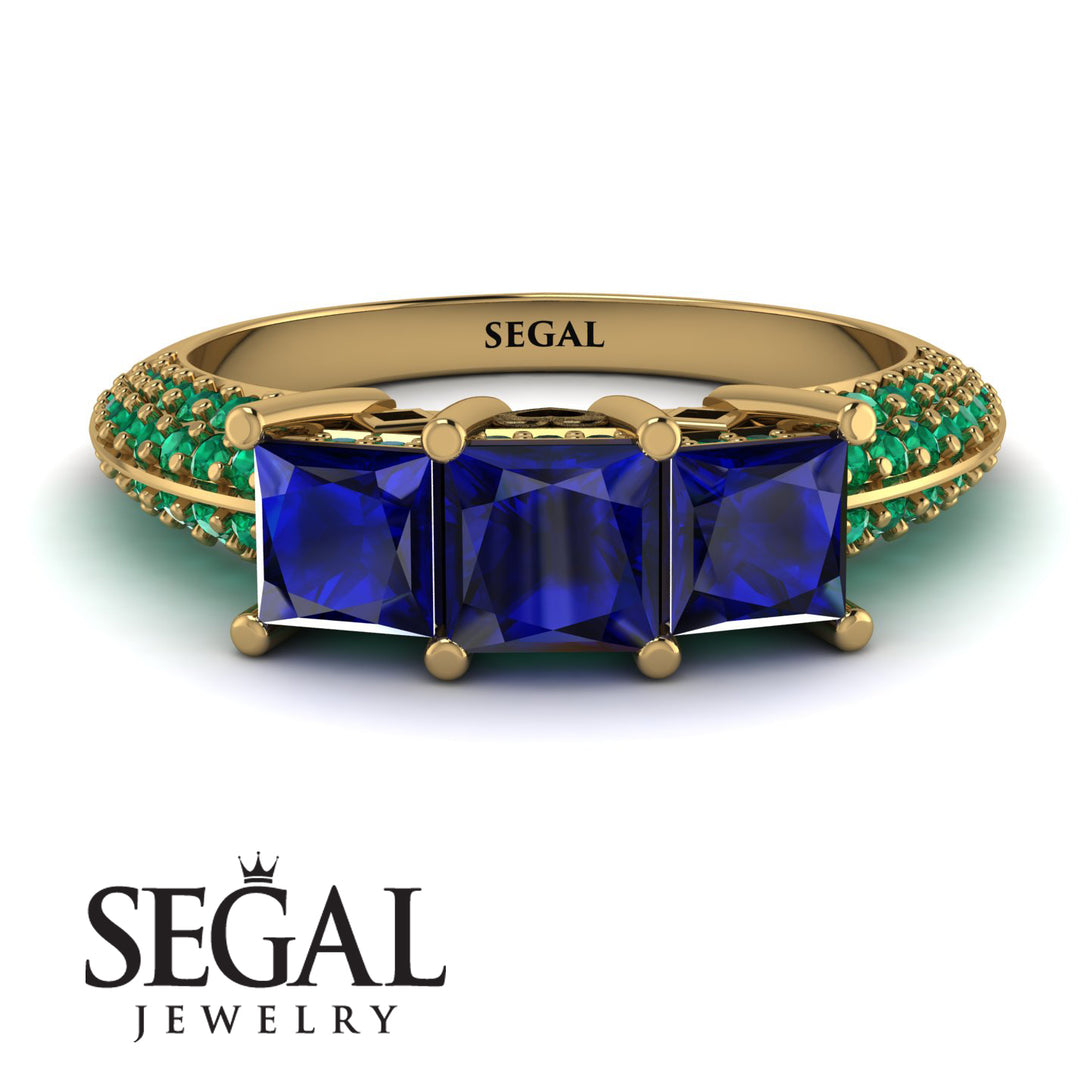 3 Stones Princess Sapphire Ring - Rebecca No. 28