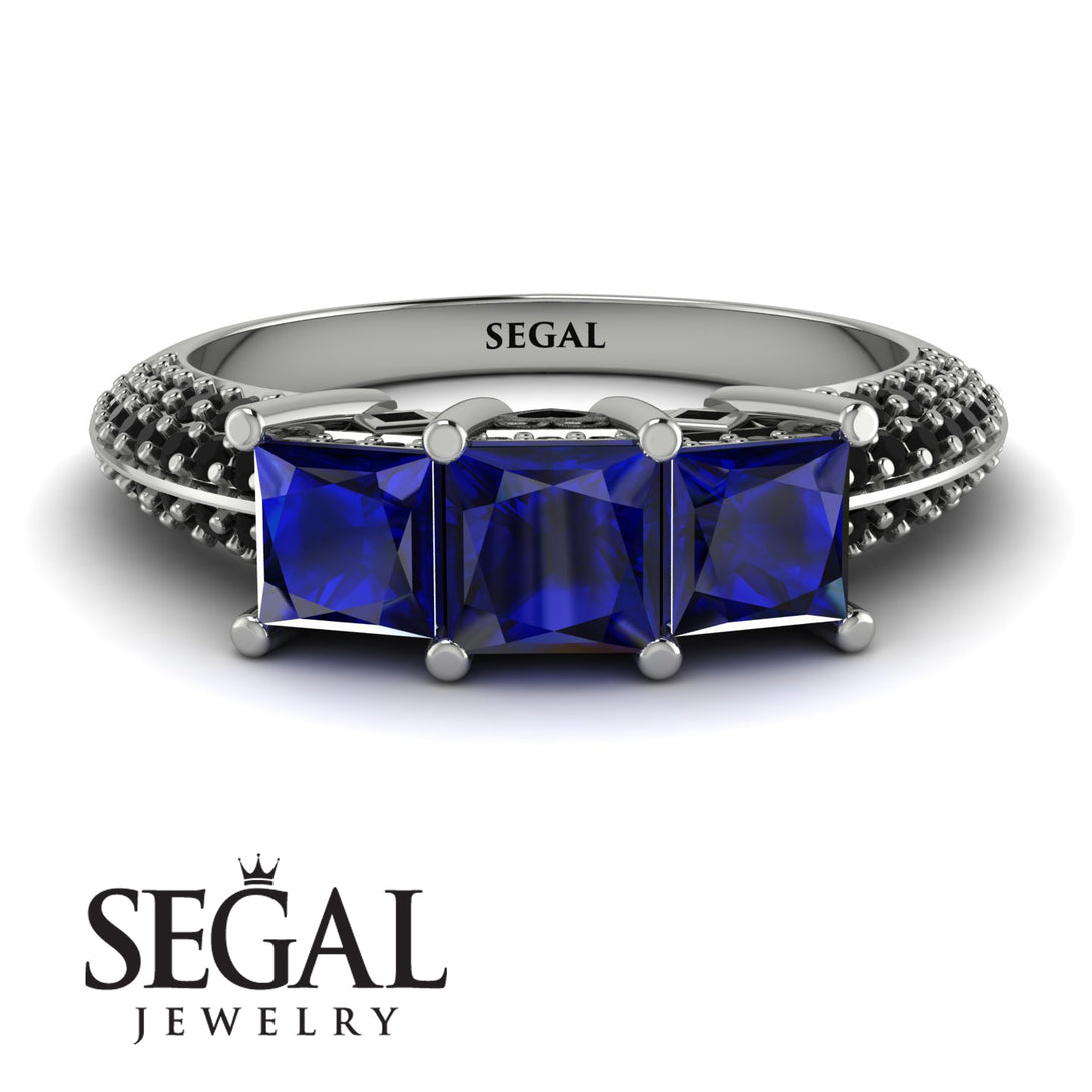 3 Stones Princess Sapphire Ring - Rebecca No. 45