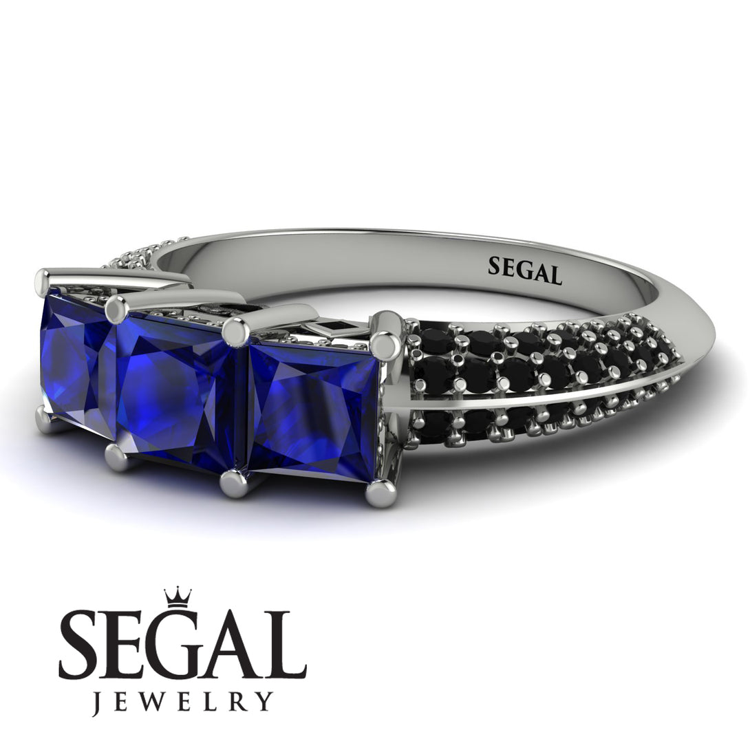 3 Stones Princess Sapphire Ring - Rebecca No. 45