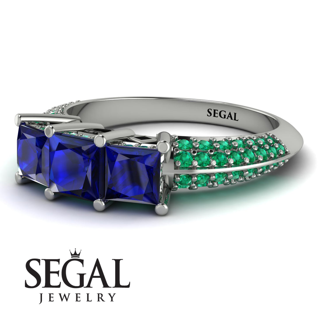 3 Stones Princess Sapphire Ring - Rebecca No. 30