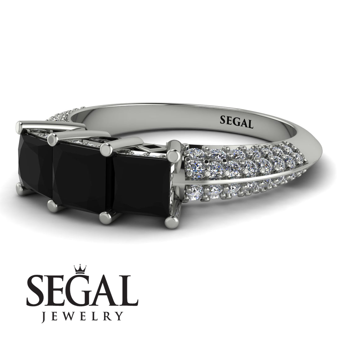 3 Stones Princess Black Diamond Ring - Rebecca No. 9