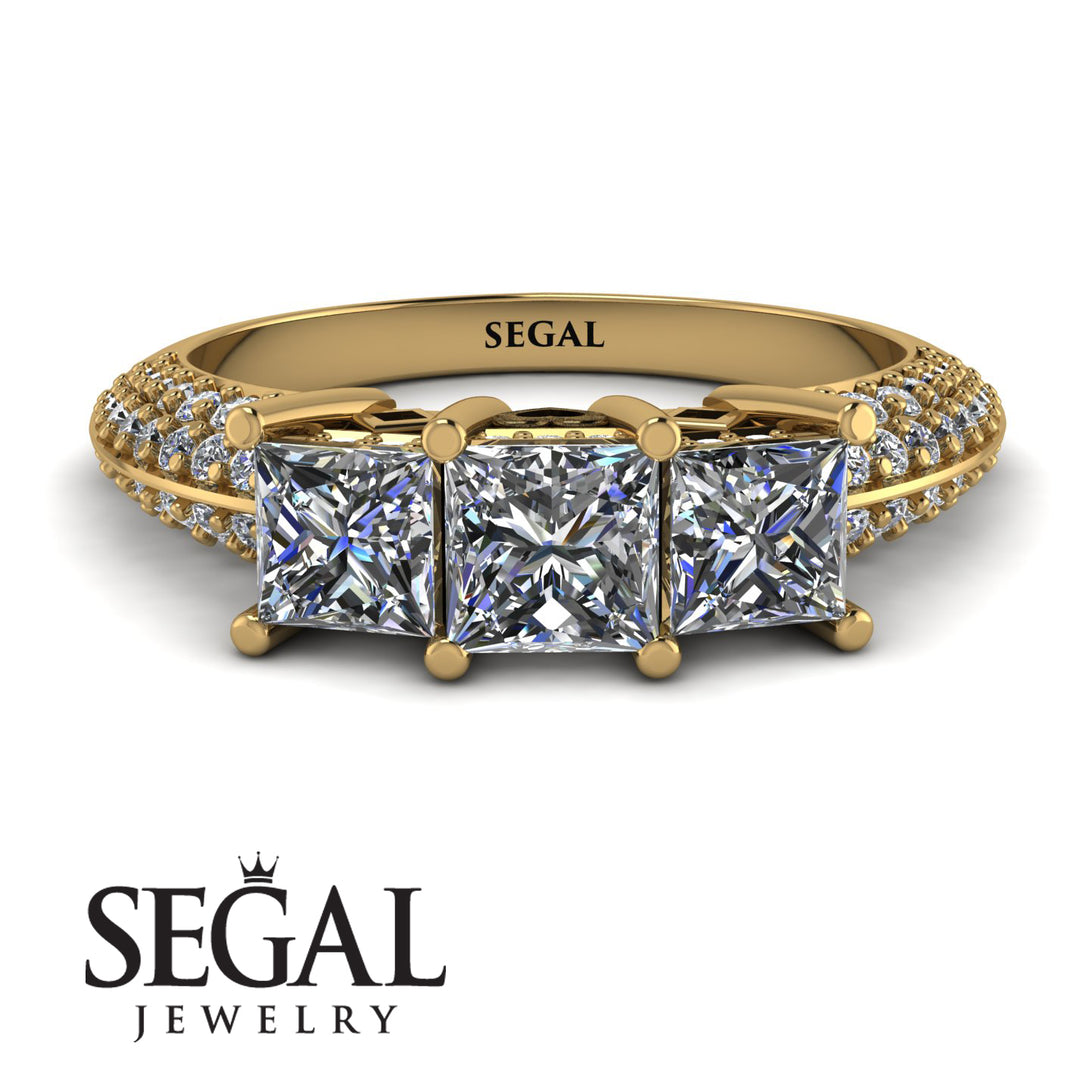 3 Stones Princess Diamond Ring - Rebecca No. 1