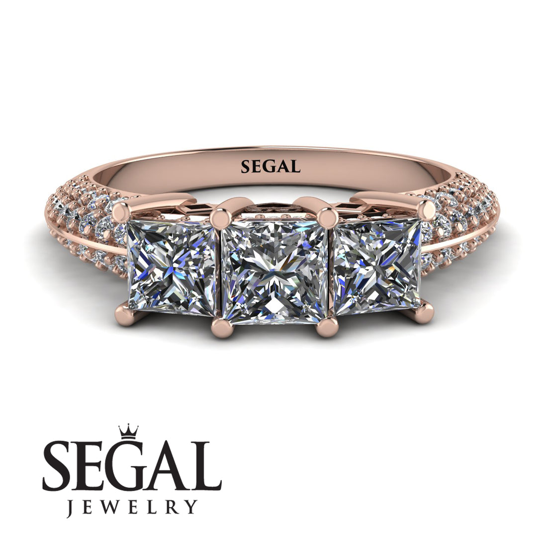 3 Stones Princess Diamond Ring - Rebecca No. 2