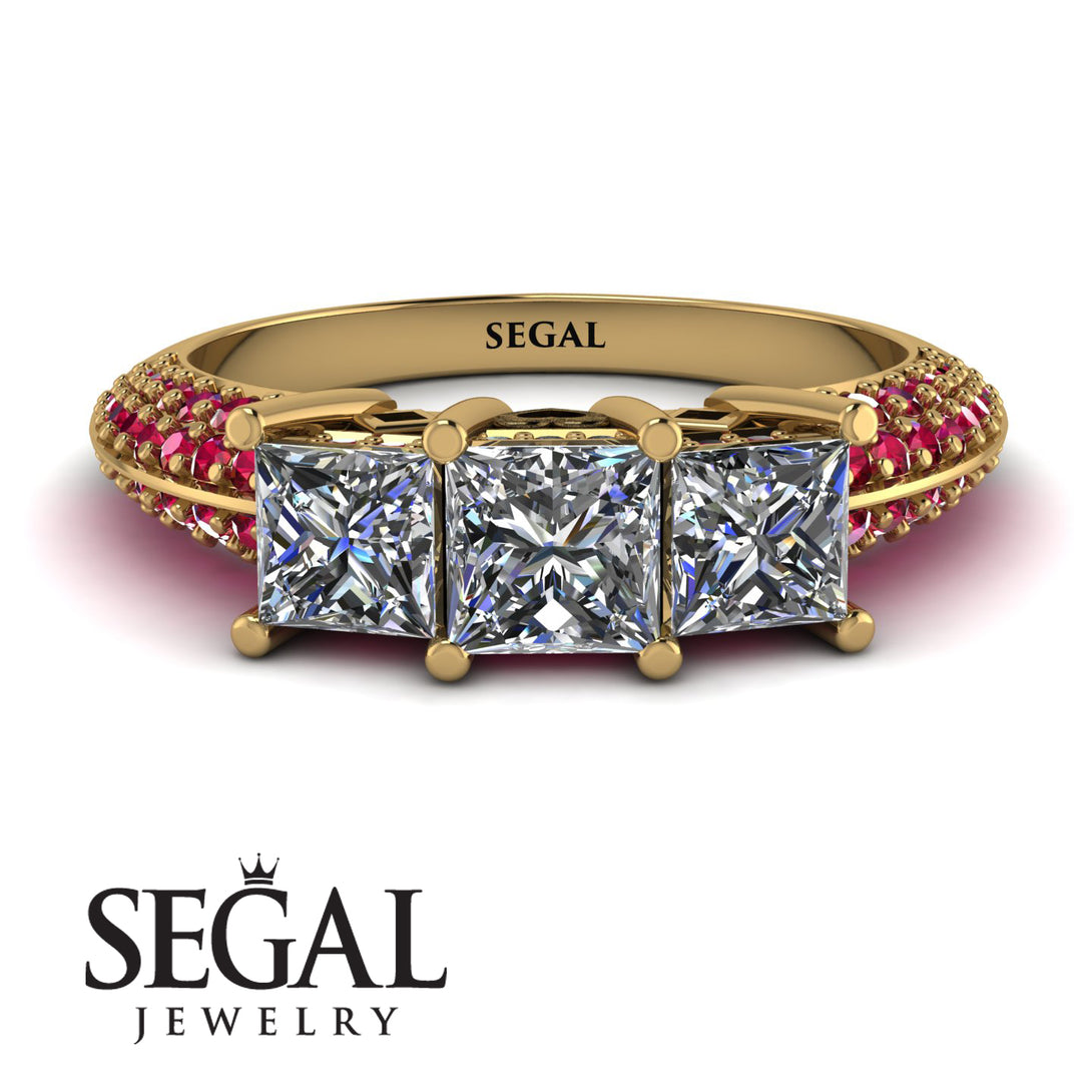 3 Stones Princess Diamond Ring - Rebecca No. 46