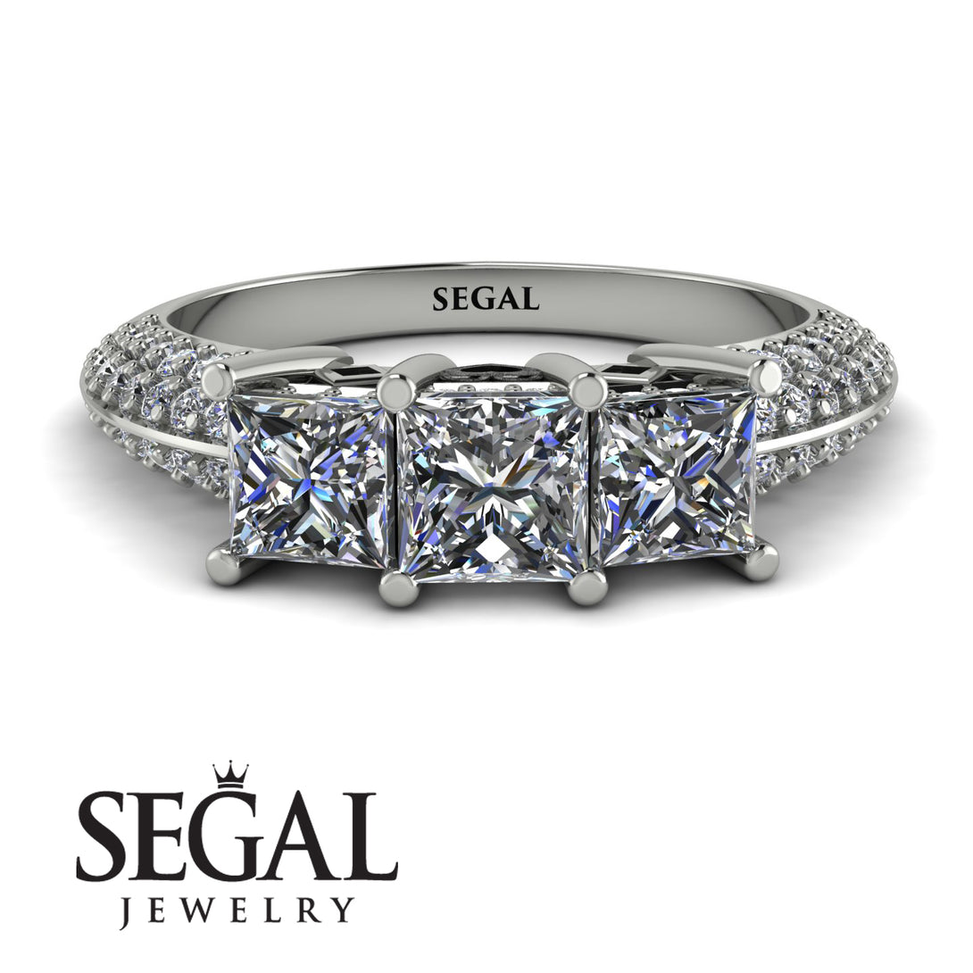 3 Stones Princess Diamond Ring - Rebecca No. 3