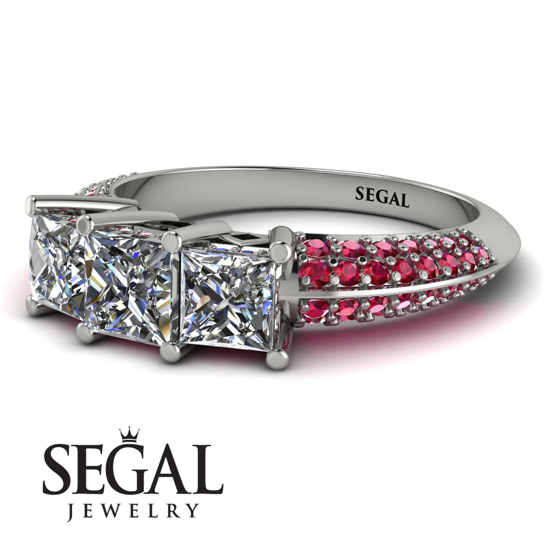 3 Stones Princess Diamond Ring - Rebecca No. 48