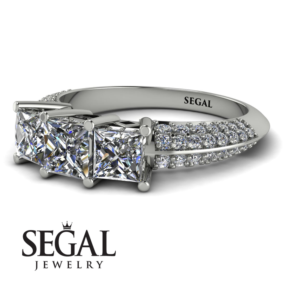3 Stones Princess Diamond Ring - Rebecca No. 3