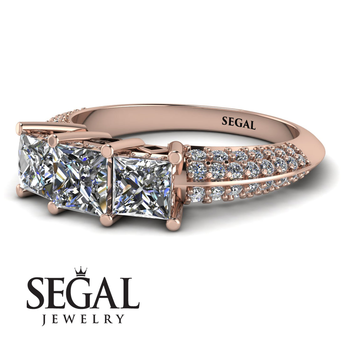 3 Stones Princess Diamond Ring - Rebecca No. 2