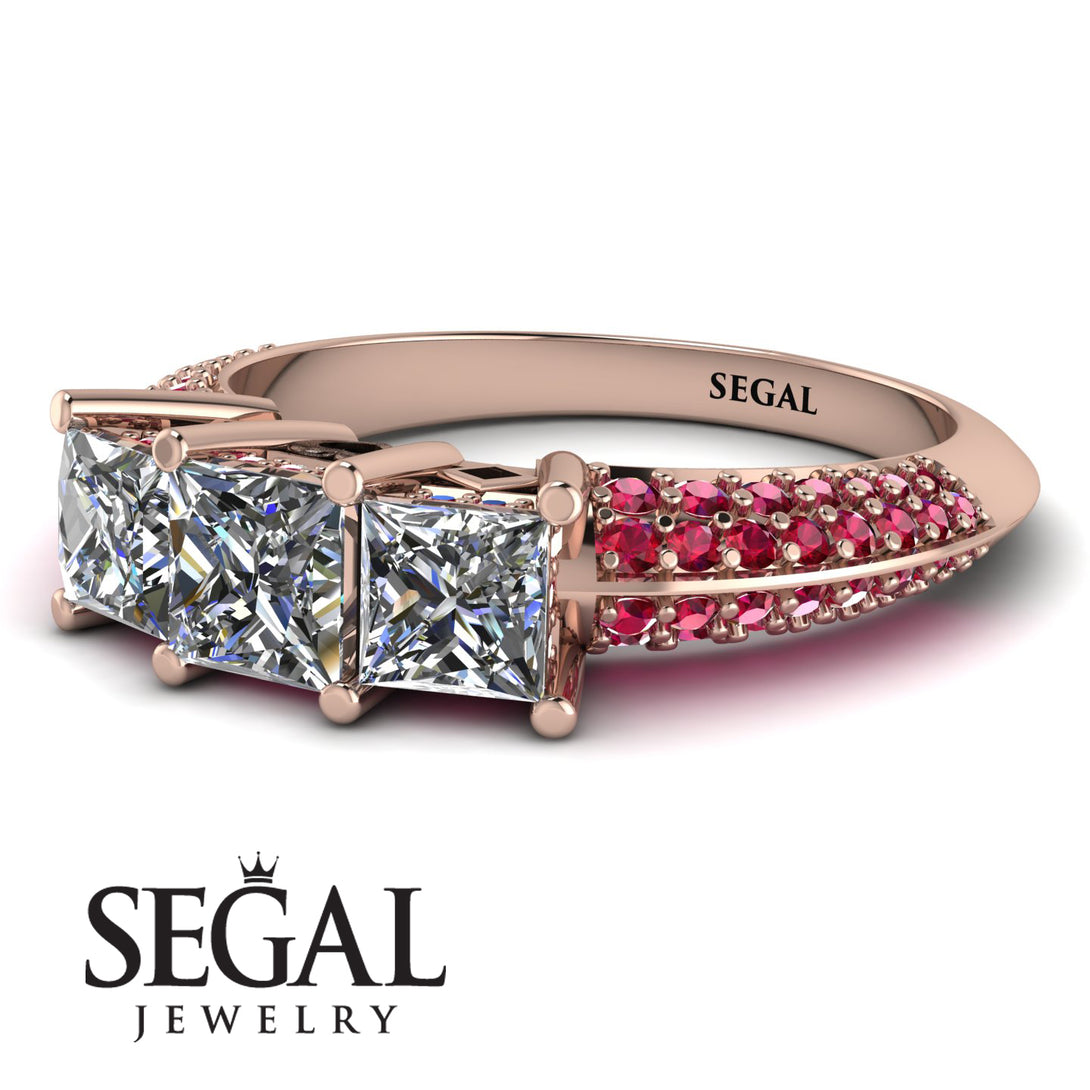 3 Stones Princess Diamond Ring - Rebecca No. 47