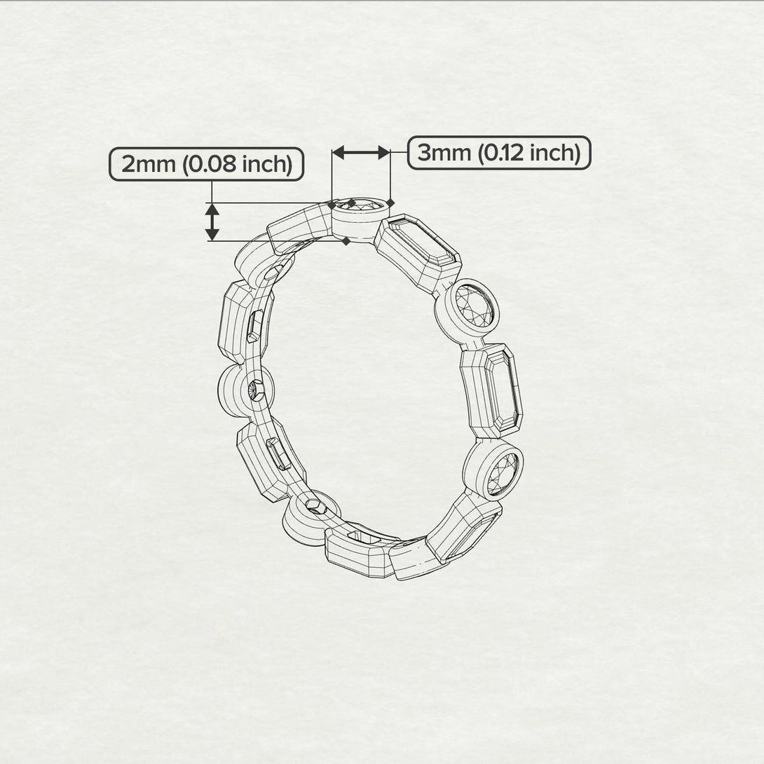 Emerald Cut Ruby Bezel Eternity Ring - Genevieve No. 72