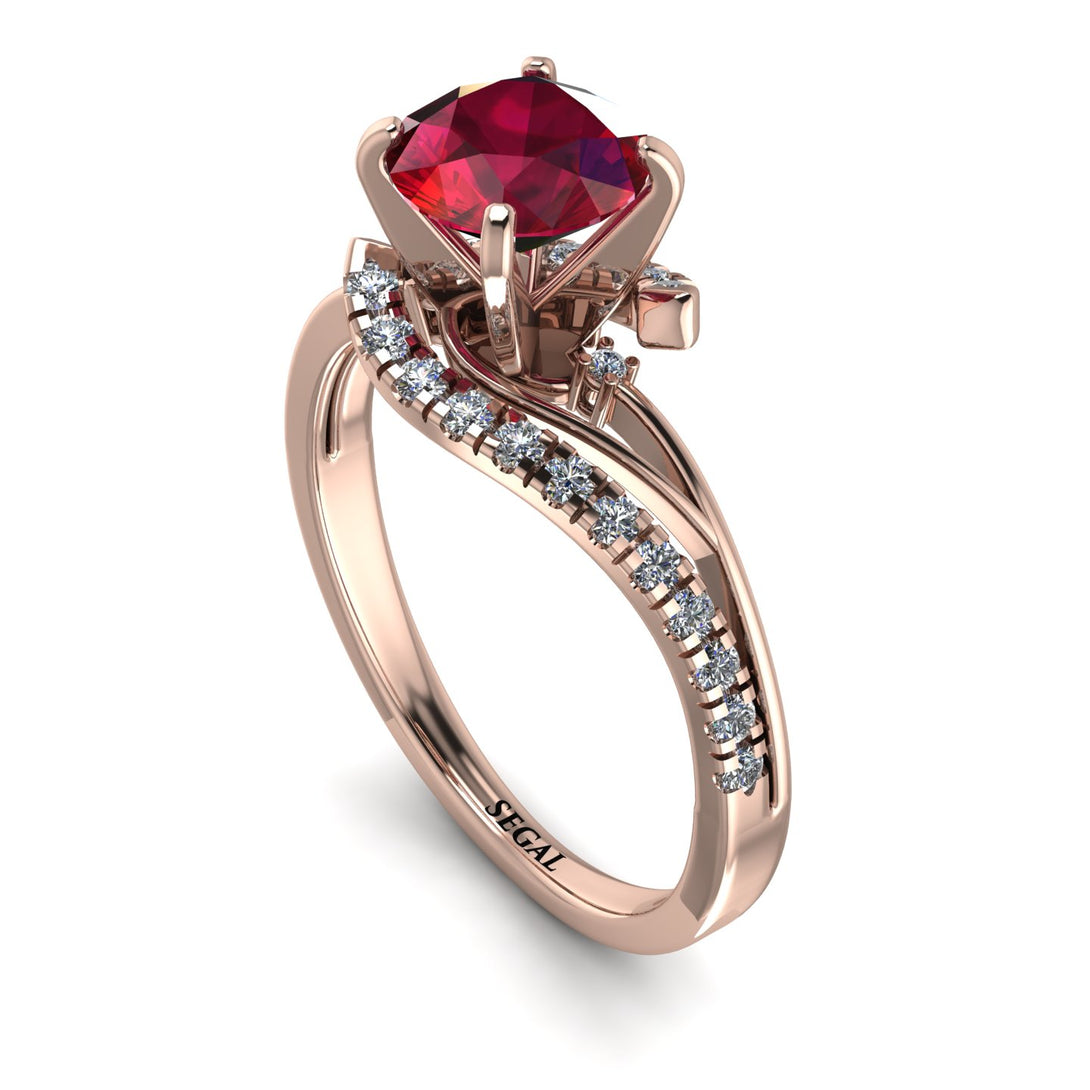 Twist Shank Ruby Engagement Ring - Maria No. 11