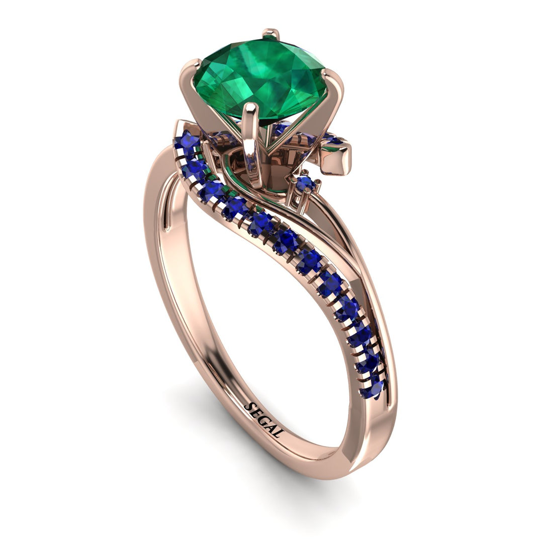Twist Shank Emerald Engagement Ring - Maria No. 65