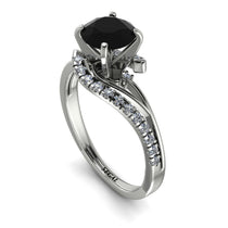 Twist Shank Black Diamond Engagement Ring - Maria No. 9 image 1