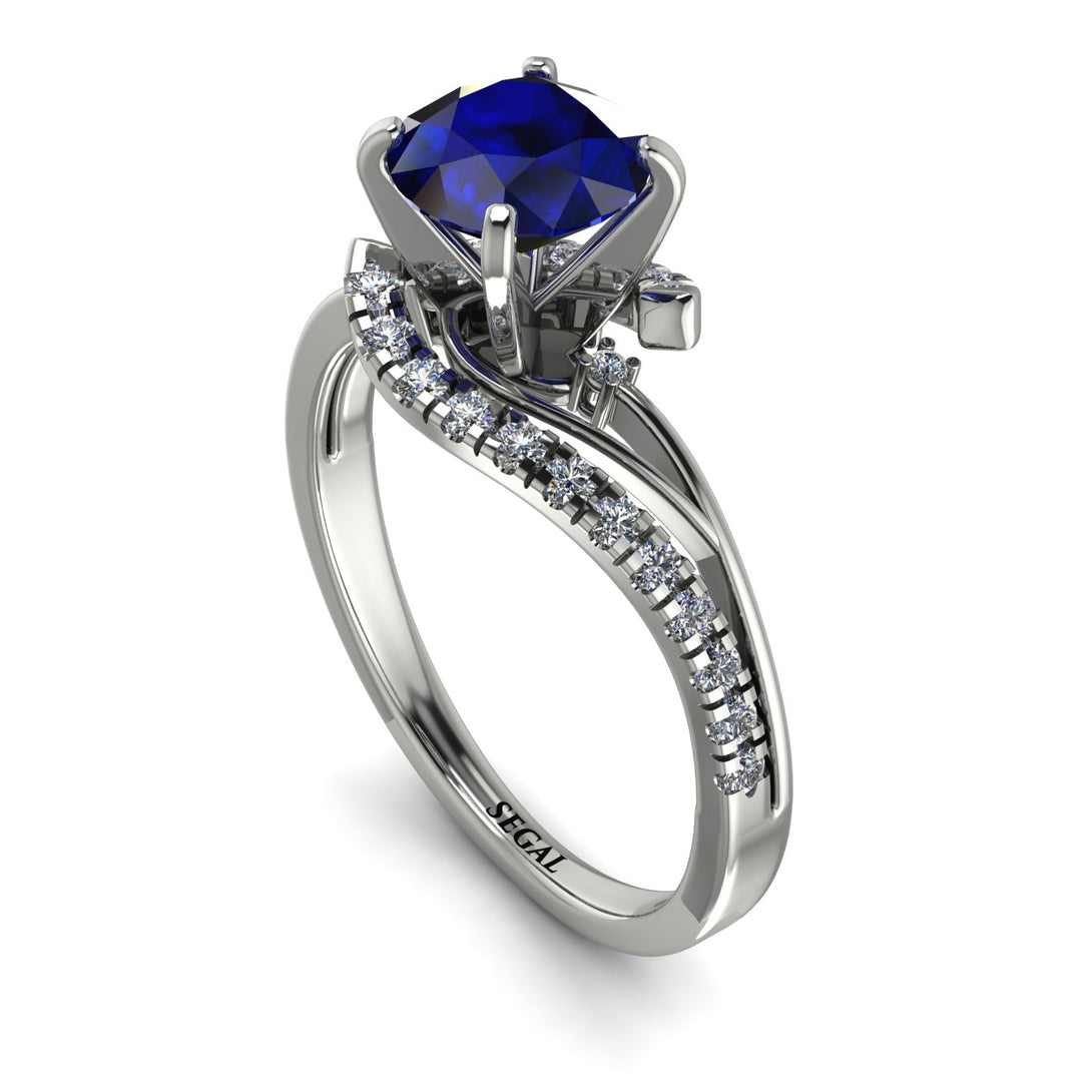 Twist Shank Sapphire Engagement Ring - Maria No. 15