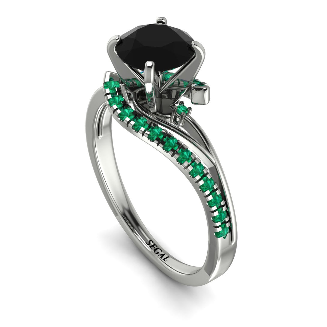 Twist Shank Black Diamond Engagement Ring - Maria No. 24