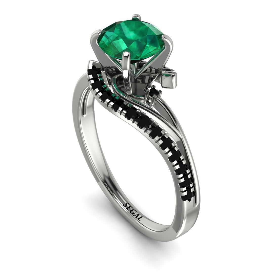 Twist Shank Emerald Engagement Ring - Maria No. 36