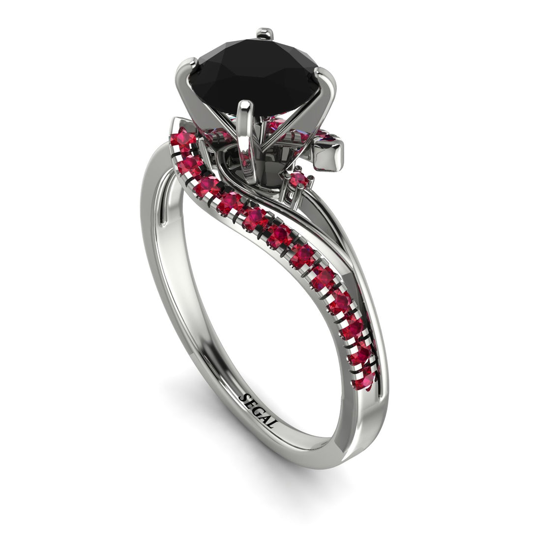 Twist Shank Black Diamond Engagement Ring - Maria No. 54