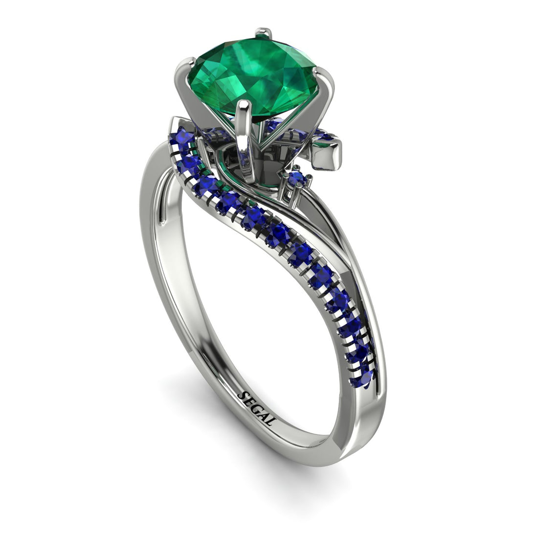 Twist Shank Emerald Engagement Ring - Maria No. 66