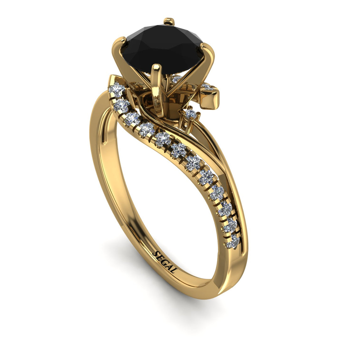 Twist Shank Black Diamond Engagement Ring - Maria No. 7