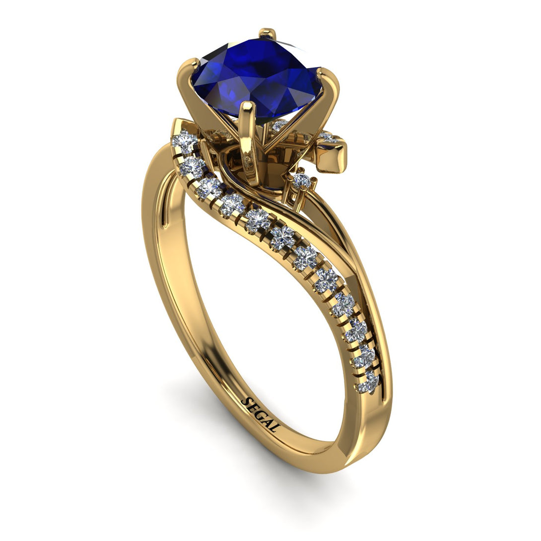 Twist Shank Sapphire Engagement Ring - Maria No. 13