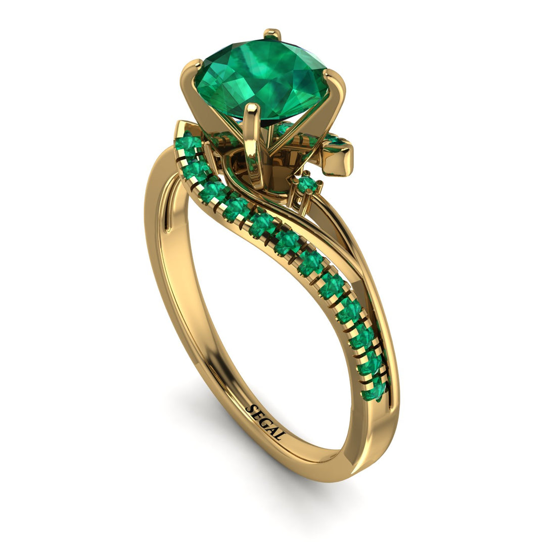 Twist Shank Emerald Engagement Ring - Maria No. 19