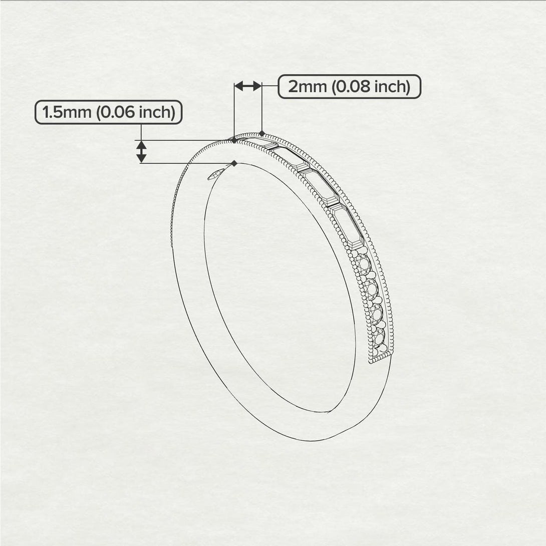 Emerald Cut Sapphire Milgrain Eternity Ring - Teagan No. 13