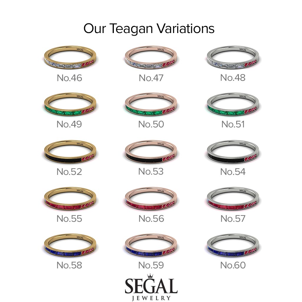 Emerald Cut Sapphire Milgrain Eternity Ring - Teagan No. 13