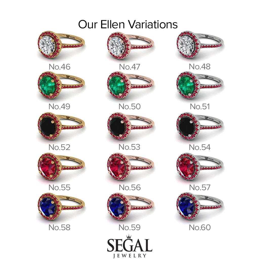 Two Tones Gorgeous Round Cut Diamond Pave Engagement Ring With Hidden Stone - Ellen No. 76