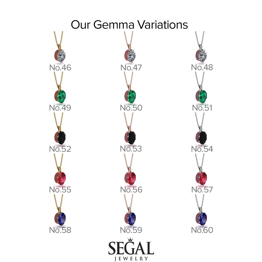 Oval Diamond Hidden Halo Necklace - Gemma No. 48