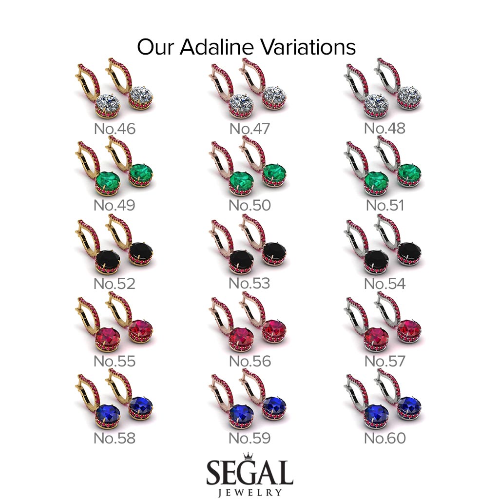 Ruby Dangle Earrings With Hidden Halo - Adaline No. 26