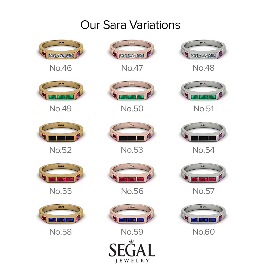 Emerald Cut Thin Sapphire Signature Ring - Sara No. 15
