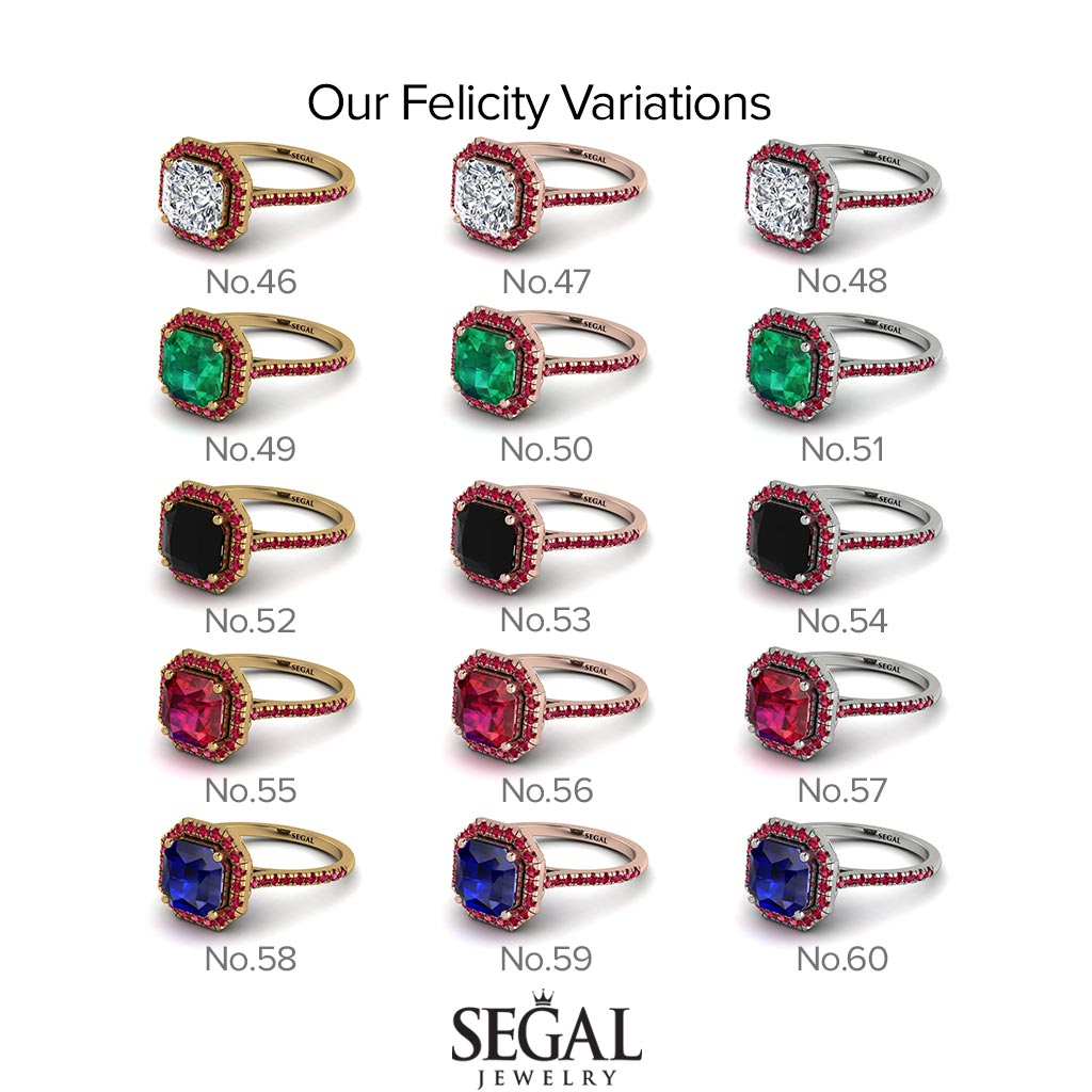Gorgeous Radiant Cut Sapphire Pave Engagement Ring With Hidden Stone - Felicity No. 13