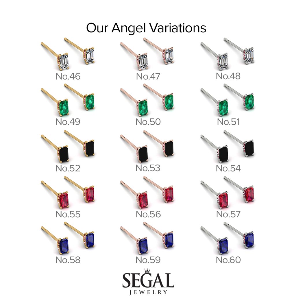Hidden Diamonds Emerald Cut Diamond Earrings - Angel No. 62